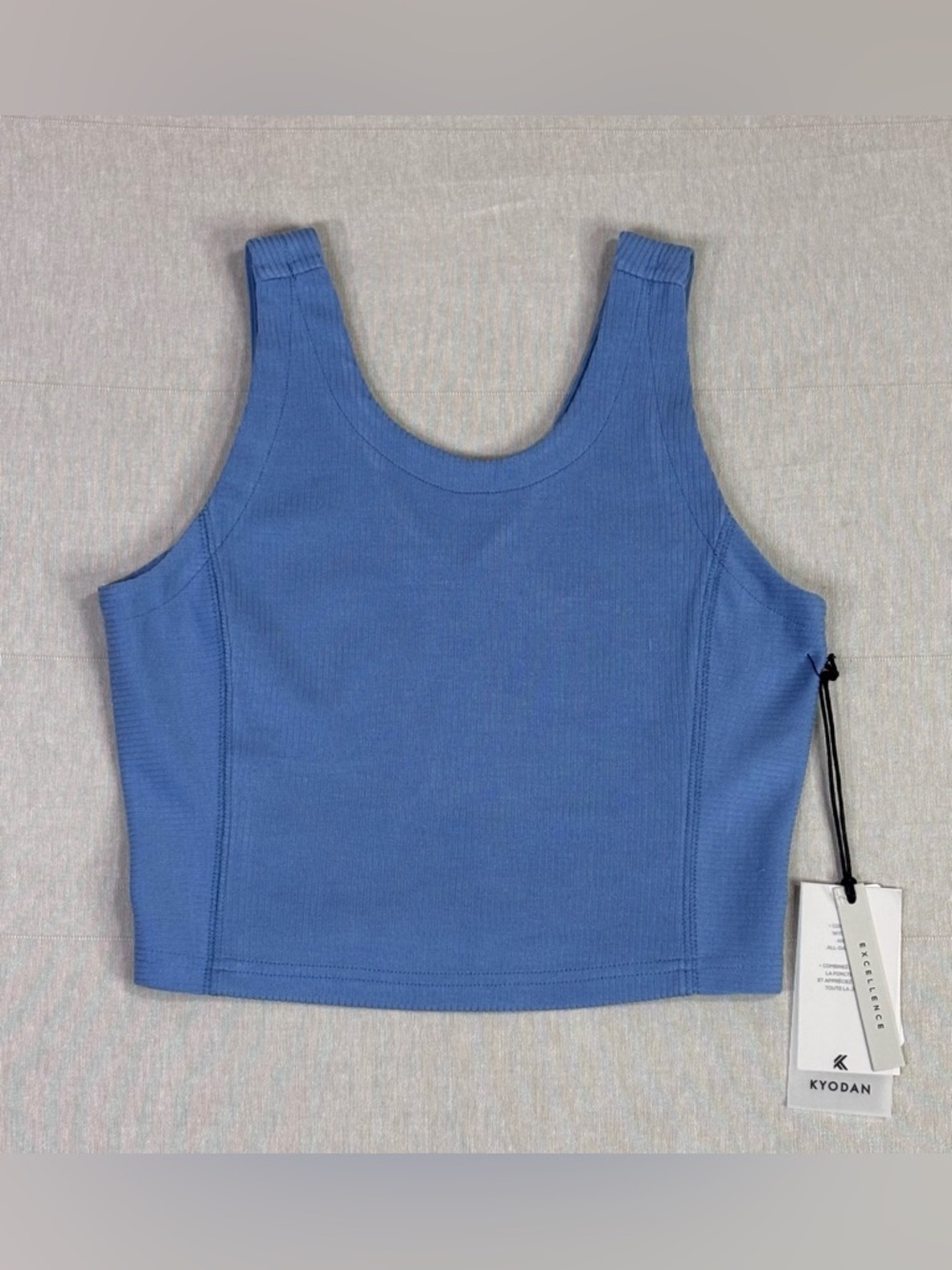 Kyodan Ribbed Crop Tank Blue NWT Athletic Sculpt Fit Top P/S Stretch